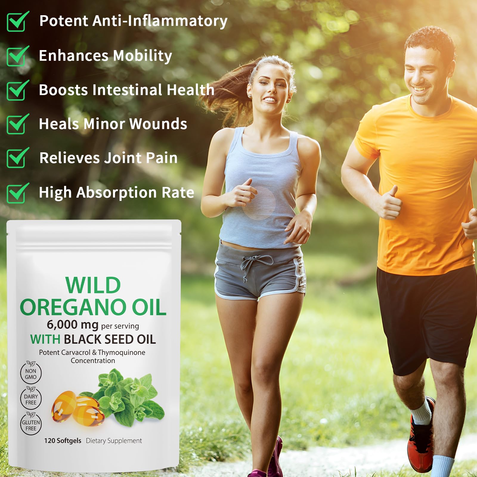 Tooffi Oil of Oregano Softgels,Oregano Oil Capsules Organic,2-in-1 6000mg Oil of Oregano with Black Seed Oil 200mg,Oregano Oil - PrimeBioHealth - canada supplements