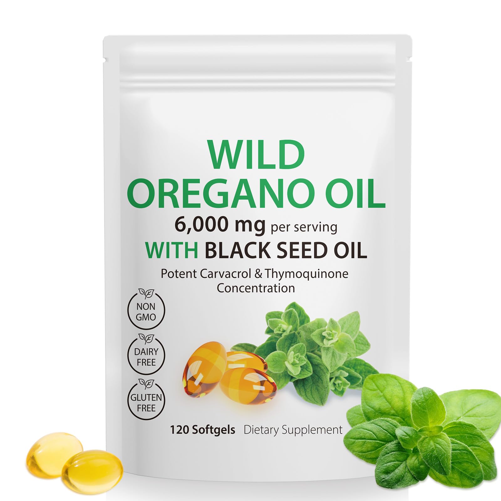Tooffi Oil of Oregano Softgels,Oregano Oil Capsules Organic,2-in-1 6000mg Oil of Oregano with Black Seed Oil 200mg,Oregano Oil - PrimeBioHealth - canada supplements