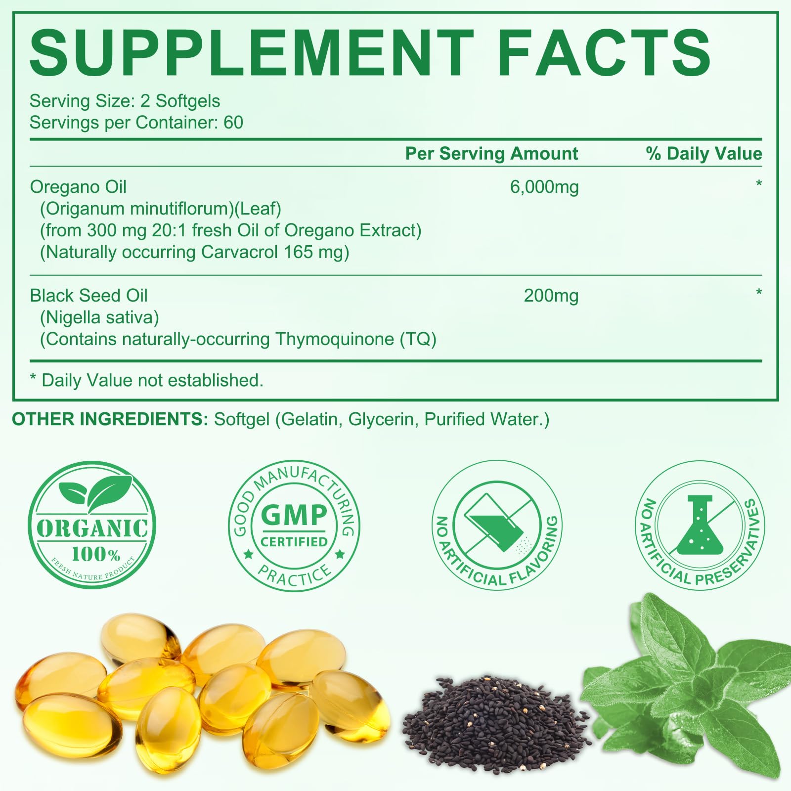 Tooffi Oil of Oregano Softgels,Oregano Oil Capsules Organic,2-in-1 6000mg Oil of Oregano with Black Seed Oil 200mg,Oregano Oil - PrimeBioHealth - canada supplements