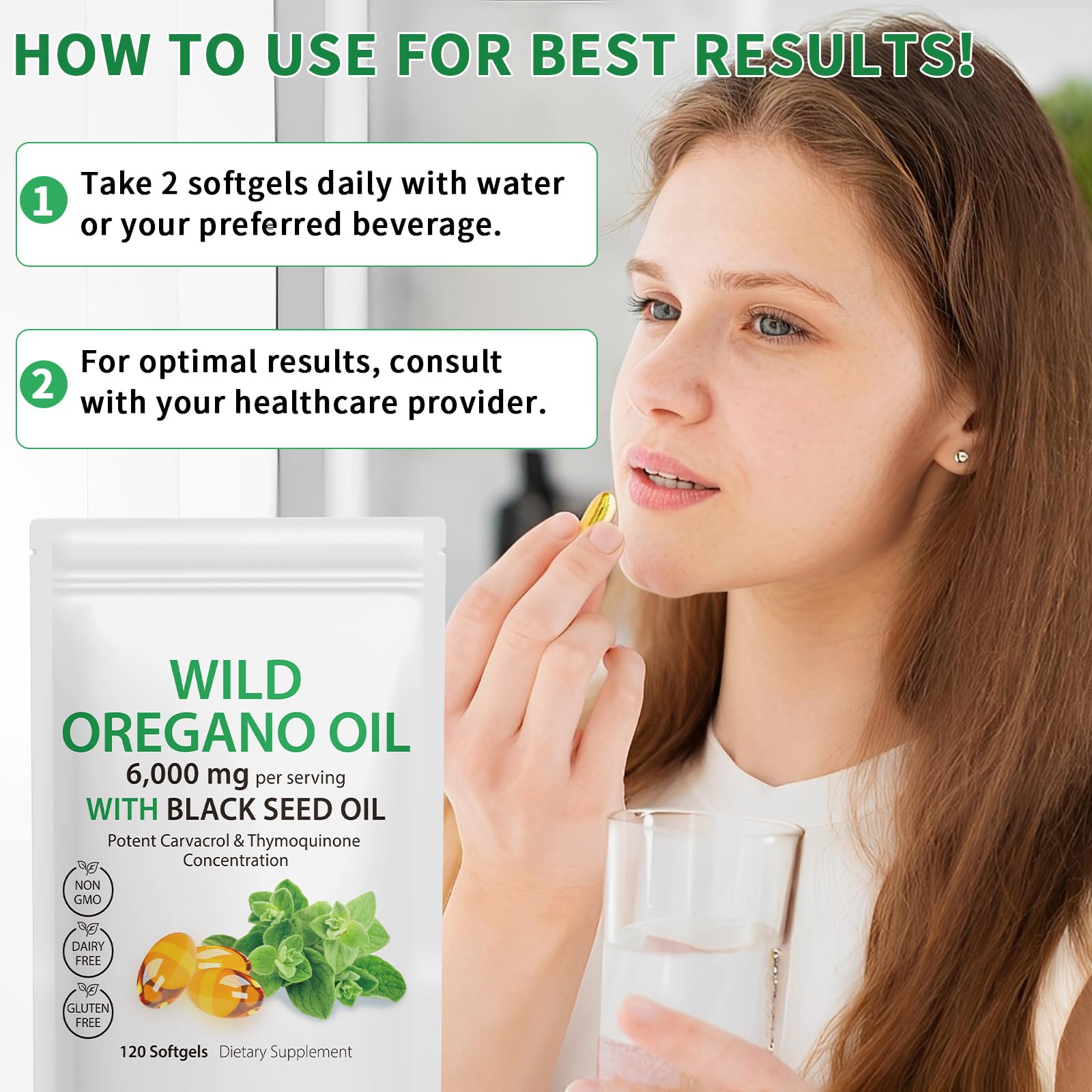 Tooffi Oil of Oregano Softgels,Oregano Oil Capsules Organic,2-in-1 6000mg Oil of Oregano with Black Seed Oil 200mg,Oregano Oil - PrimeBioHealth - canada supplements