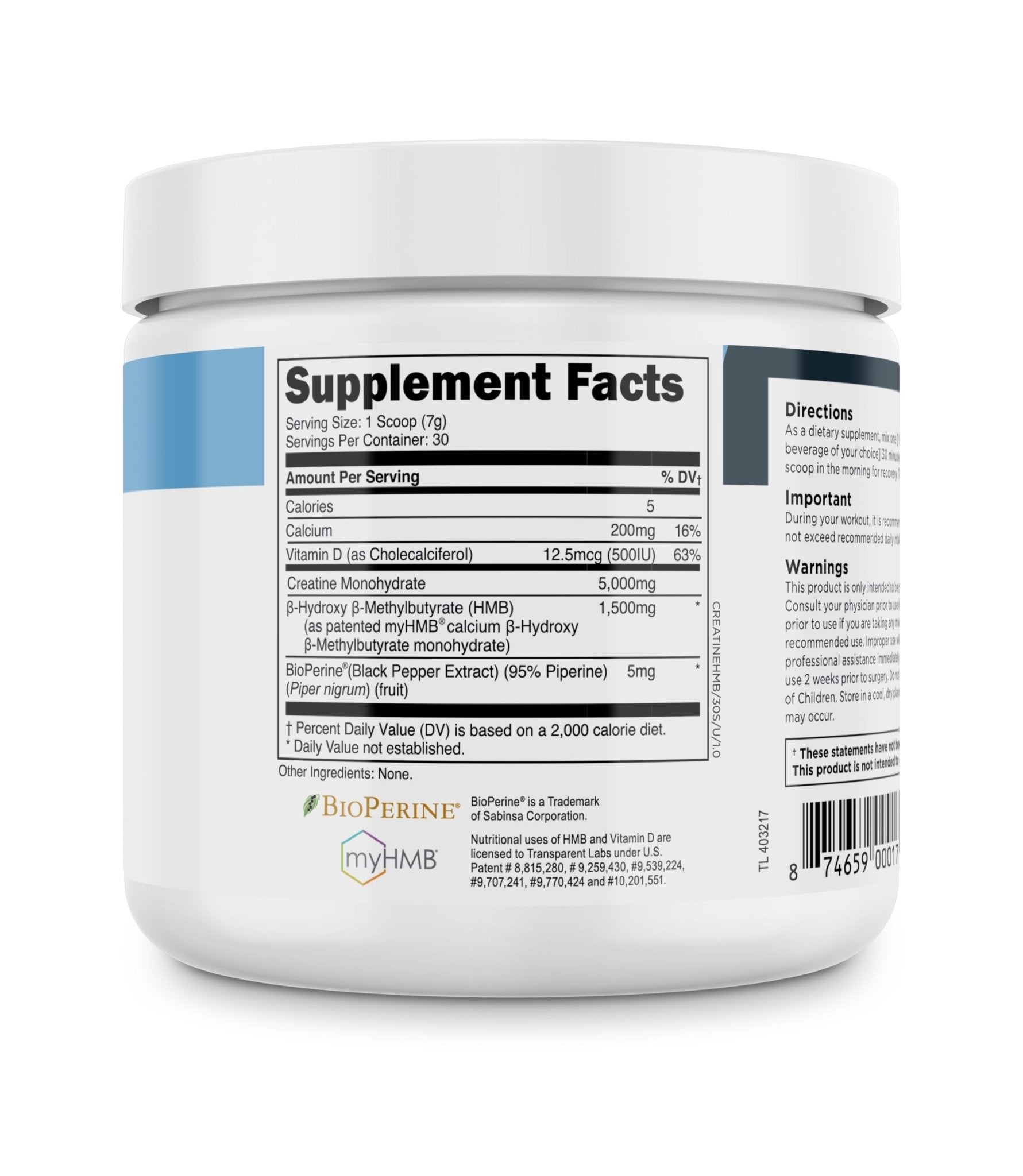 Transparent Labs Creatine HMB - Creatine Monohydrate Powder with HMB for Muscle Growth, Increased Strength, Enhanced Energy Output - PrimeBioHealth - canada supplements