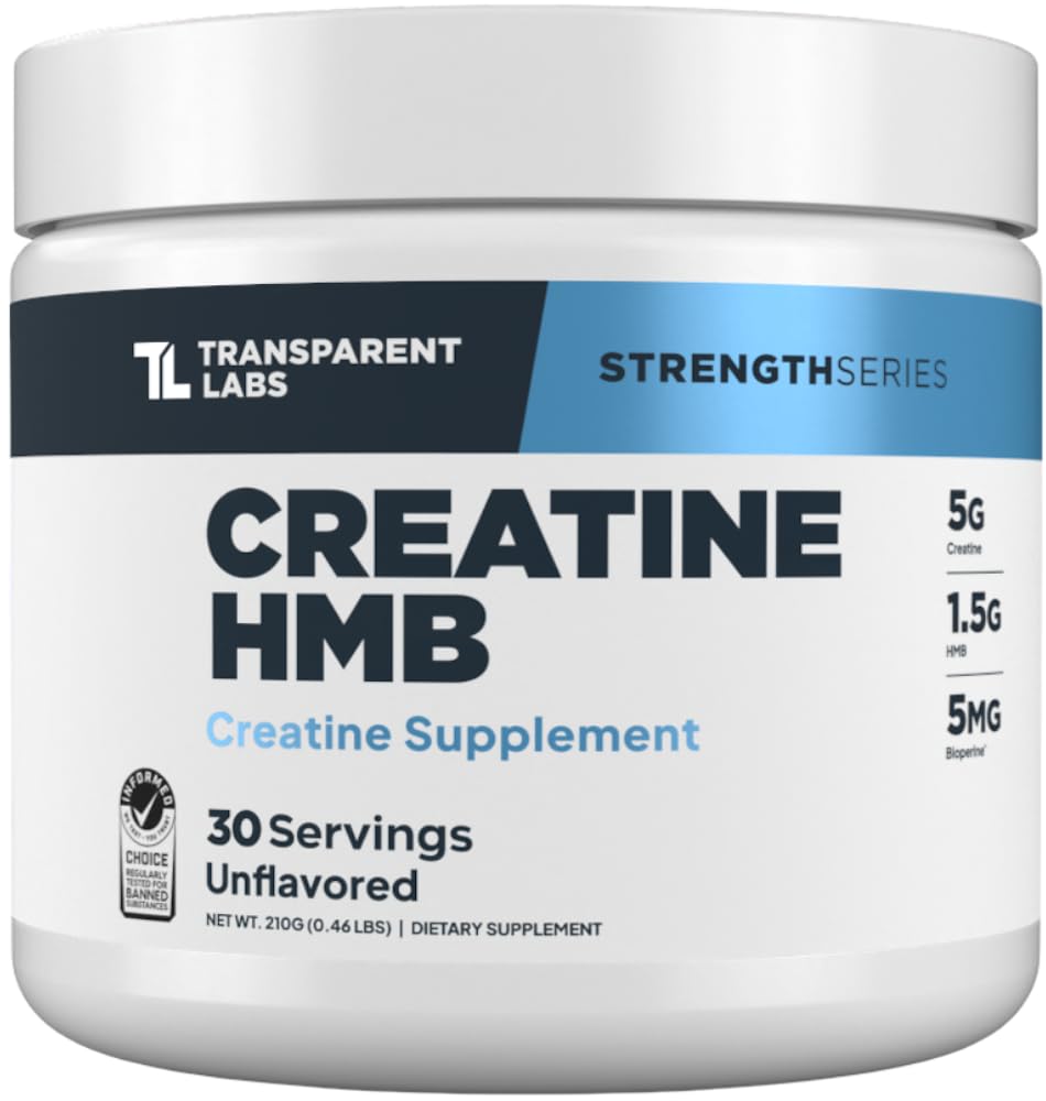 Transparent Labs Creatine HMB - Creatine Monohydrate Powder with HMB for Muscle Growth, Increased Strength, Enhanced Energy Output - PrimeBioHealth - canada supplements
