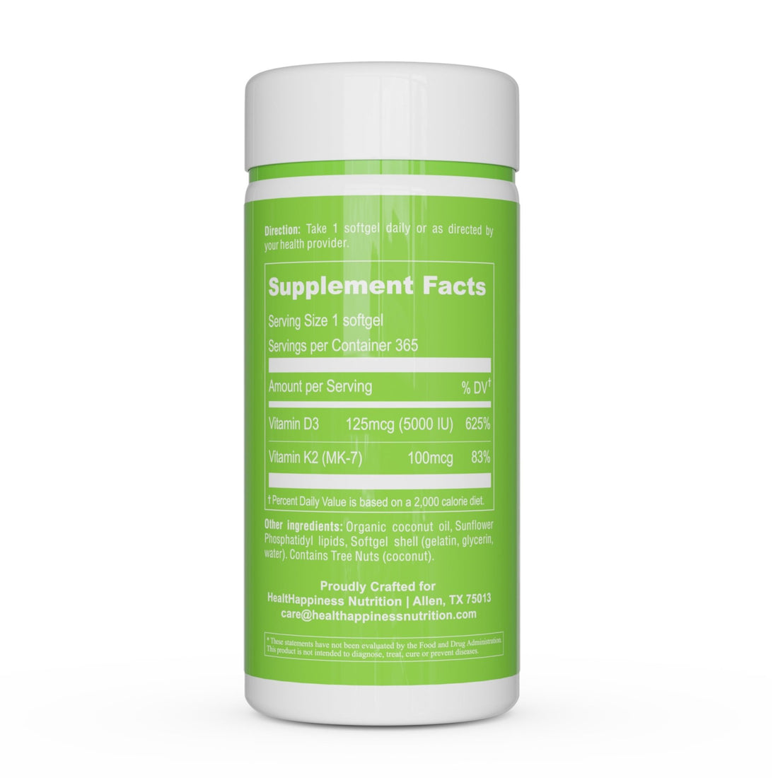 UpNourish Liposomal D3 K2 MK-7 – 365 Mini softgels with Organic Coconut Oil - 5000 IU 125 mcg Vitamin D3 and 100 mcg Vitamin k2 - PrimeBioHealth - canada supplements
