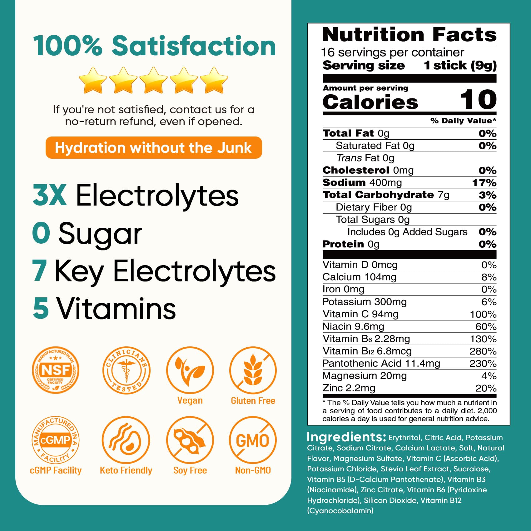 Venture Pal Sugar Free Electrolyte Powder Packets - Liquid Daily IV Drink Mix for Rapid Hydration & Party Recovery | 5 Vitamins & 7 Electrolytes| Keto Friendly - PrimeBioHealth - canada supplements