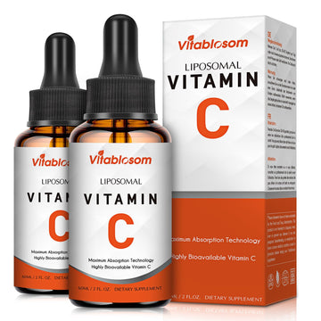 Vitablosom Liposomal Vitamin C 2000mg Liquid for Adults, High Absorption VIT C, Maximize Vitamin C, Immune System & Antioxidant Support, 60ML (2 Bottle) - PrimeBioHealth - canada supplements