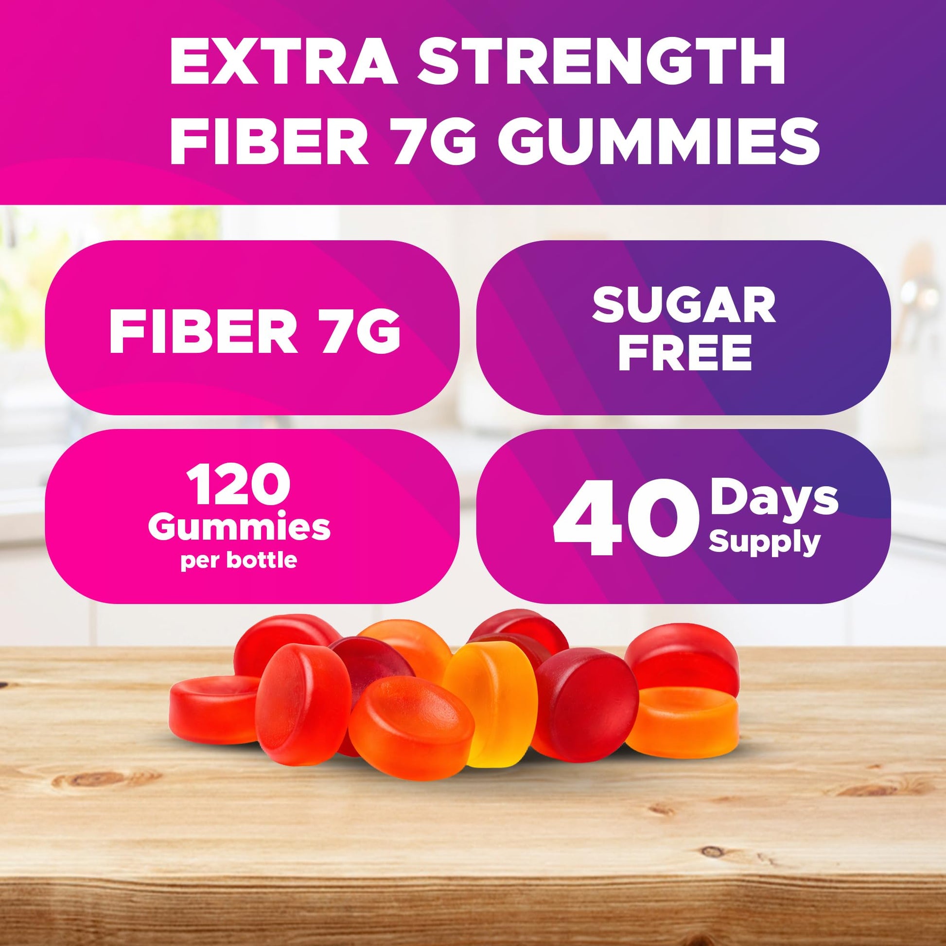 Vitabod Fiber Gummies 7G Per Serving for Digestive Health & Regularity, Prebiotic GOFOS™ Plant-Based Fiber, No Sugar Added, Vegan, Berry Peach Strawberry, 120 Gummies (Adults, Women & Men) - PrimeBioHealth - canada supplements