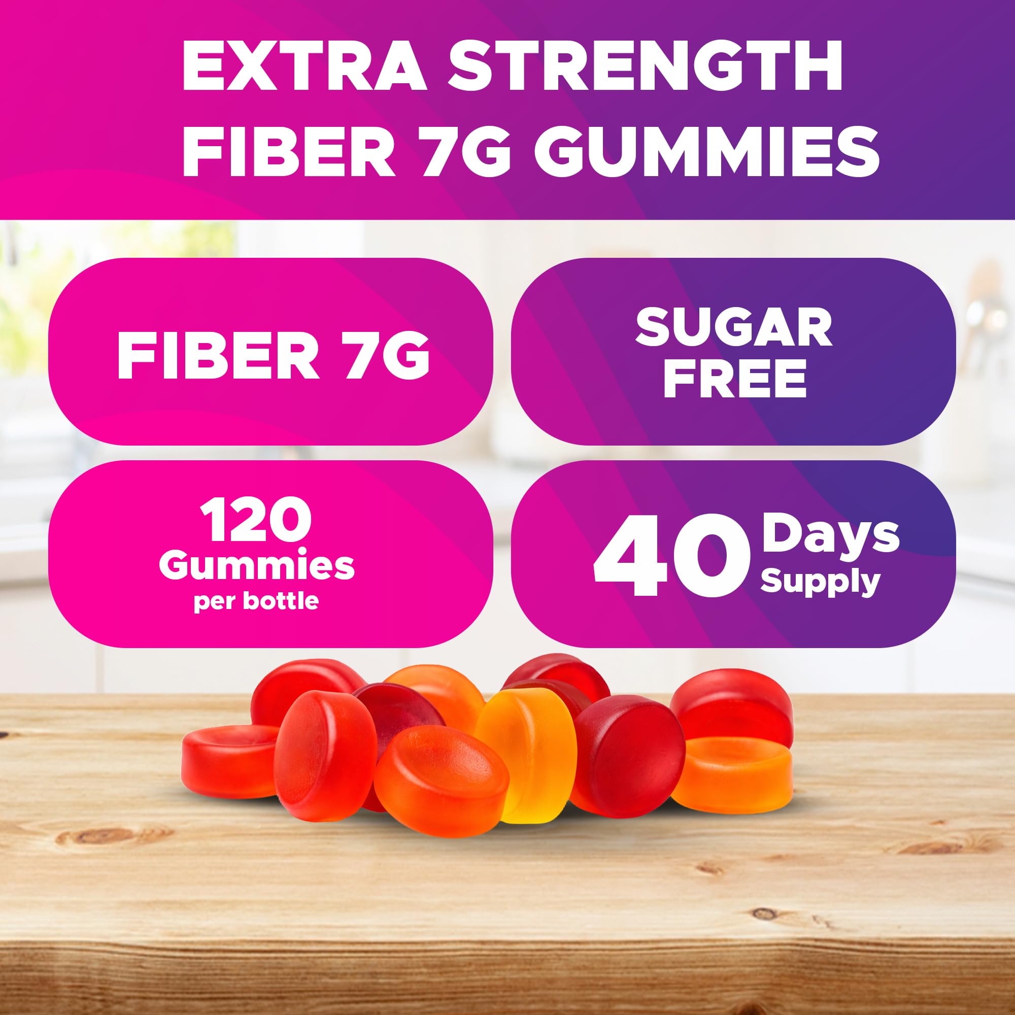 Vitabod Fiber Gummies 7G Per Serving for Digestive Health & Regularity, Prebiotic GOFOS™ Plant-Based Fiber, No Sugar Added, Vegan, Berry Peach Strawberry, 120 Gummies (Adults, Women & Men) - PrimeBioHealth - canada supplements