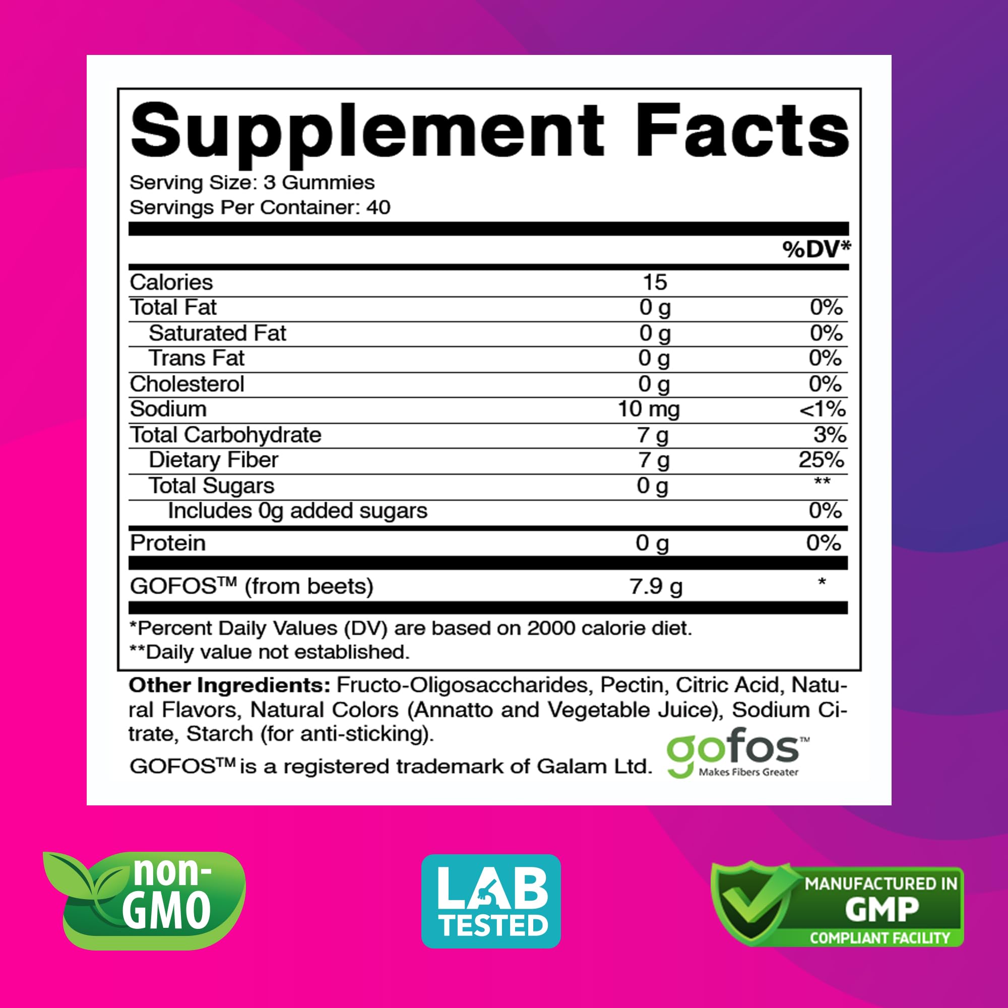 Vitabod Fiber Gummies 7G Per Serving for Digestive Health & Regularity, Prebiotic GOFOS™ Plant-Based Fiber, No Sugar Added, Vegan, Berry Peach Strawberry, 120 Gummies (Adults, Women & Men) - PrimeBioHealth - canada supplements