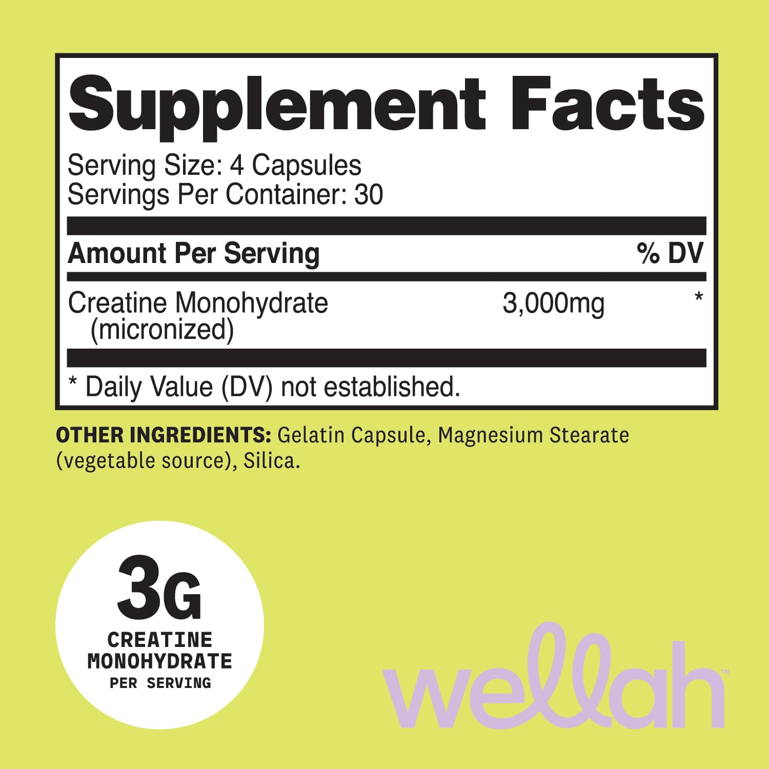 Wellah Creatine Monohydrate Capsules (3000 mg) 120 Capsules - Micronized Creatine, 30 Servings - PrimeBioHealth - canada supplements