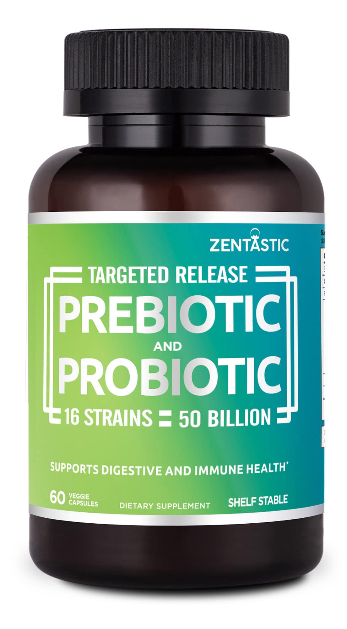 Zentastic Probiotics & Prebiotics Supplement - 50 Billion CFU - for Men & Women’s Immune & Digestive Health - 16 Strains - Shelf Stable - PrimeBioHealth - canada supplements
