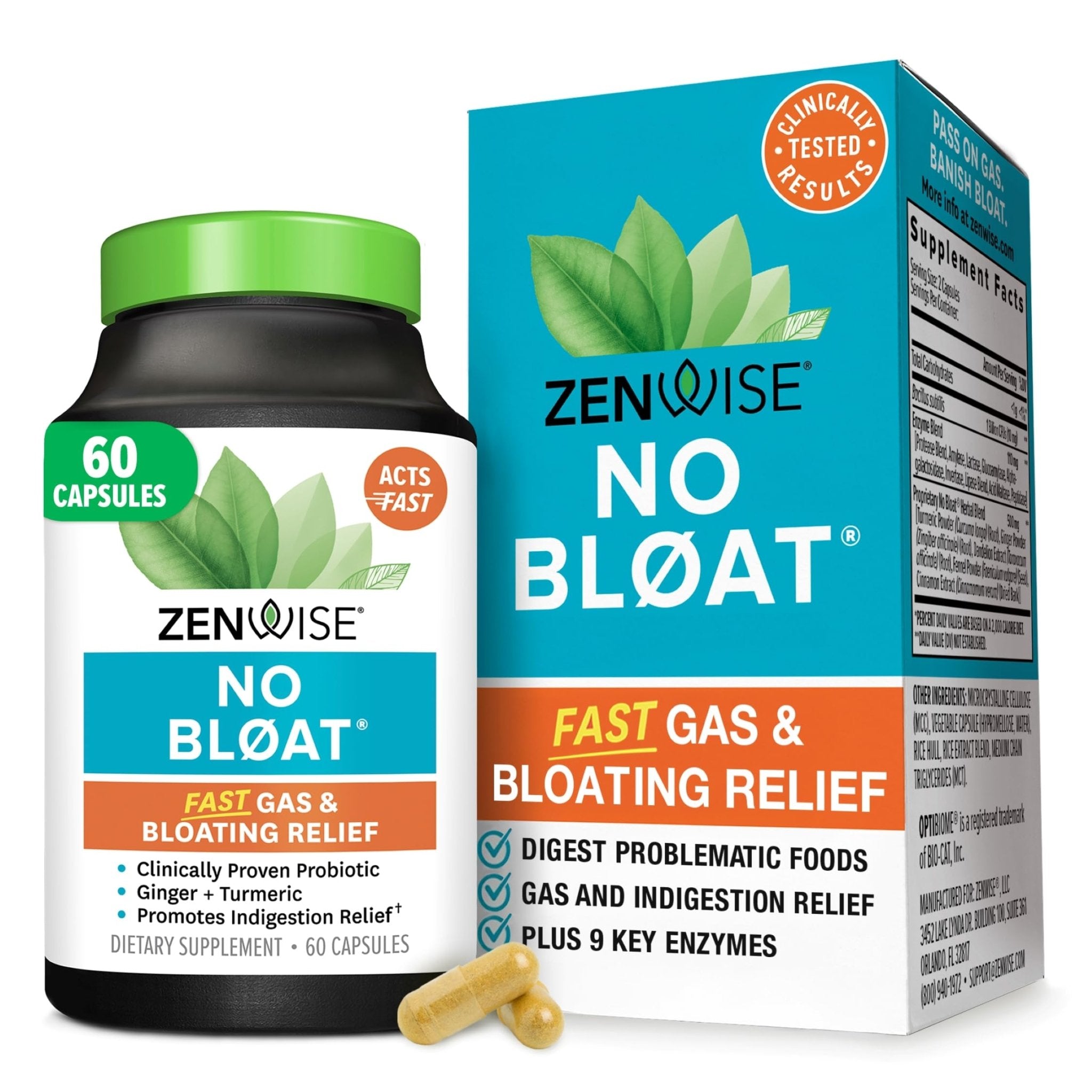 Zenwise Health No Bloat Digestive Enzymes for Gut Health, Gas & Bloating Relief - Multi Enzymes Digestion Supplement with Probiotics, Ginger - PrimeBioHealth - canada supplements