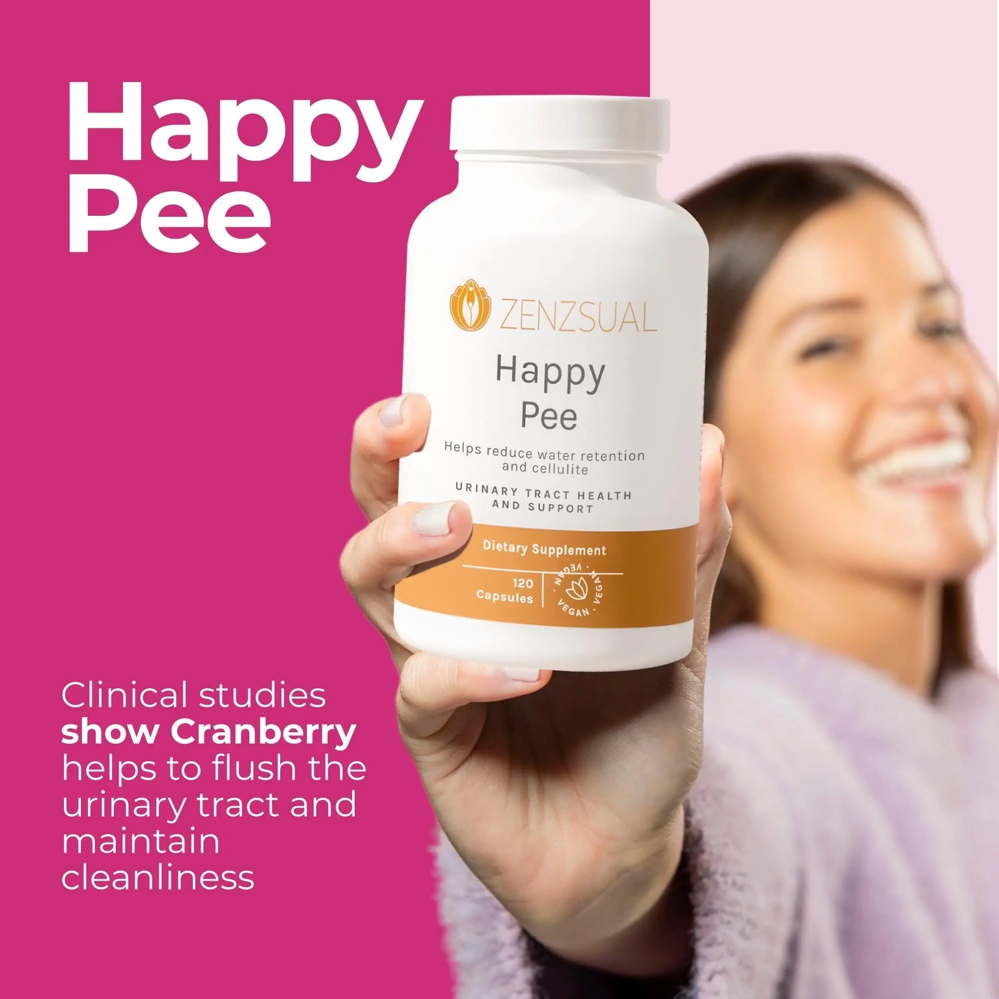 ZENZSUAL Happy Pee, 120 Capsules – Urinary Tract Support & Bladder Health Supplement with Cranberry, D-Mannose, Vitamin C and Oregano for Women and Men – Healthy Flow, Comfort & Fluid Balance - PrimeBioHealth - canada supplements