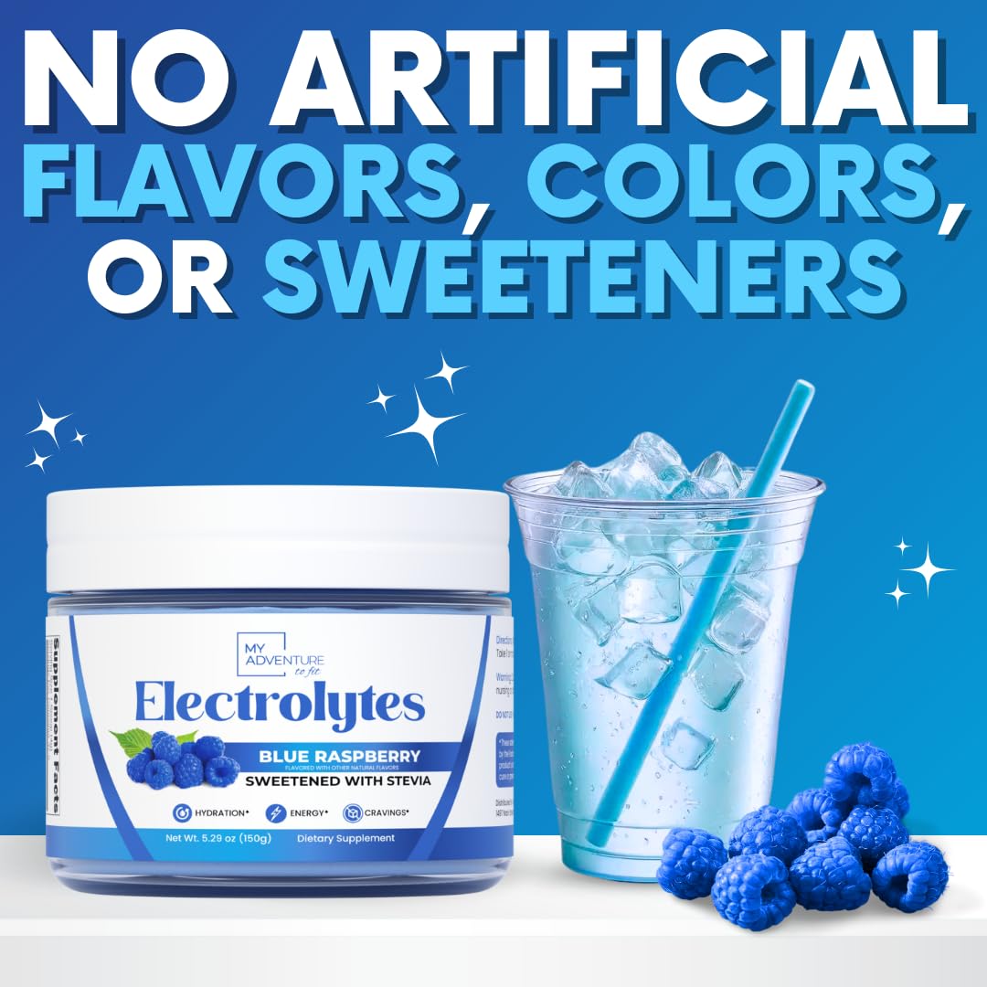 Zero Sugar - Blue Raspberry Electrolytes Powder - Refreshing Hydration - Caffeine Free Energy - All Natural Ingredients - Vegan, Keto and Paleo - Sugar Free Electrolyte Powder Drink Mix - 37 Servings - PrimeBioHealth - canada supplements