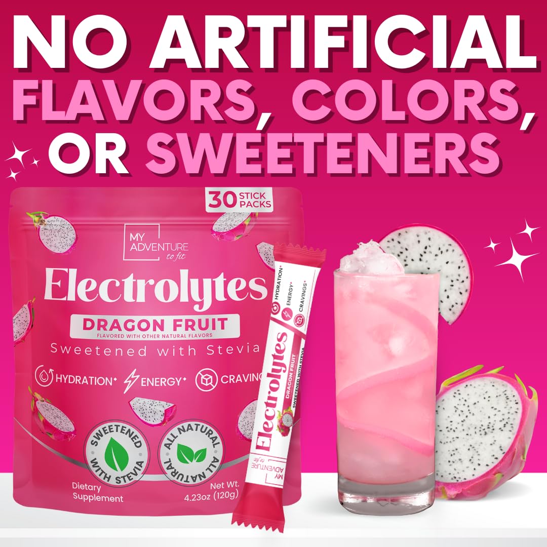 Zero Sugar Dragon Fruit Electrolytes Sticks - Refreshing Hydration - Caffeine Free Energy with Natural Ingredients - Vegan, Keto & Paleo - PrimeBioHealth - canada supplements