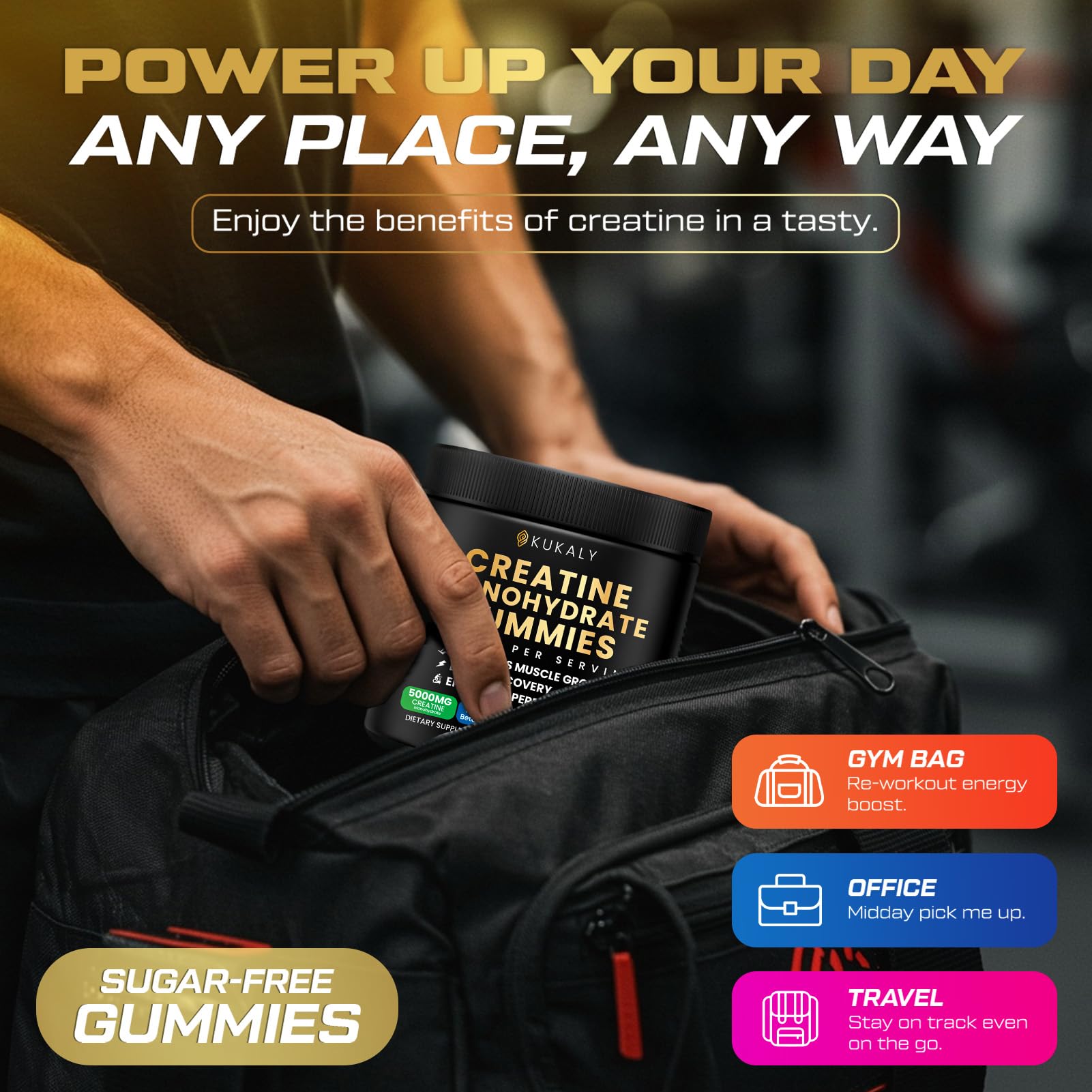 ZyterX Creatine Monohydrate Gummies for Men & Women, 9000MG Creatine Gummies Sugar Free with L-Taurine, BCAA 2:1, B12 B6 for Boost Strength, Focus & Endurance, - PrimeBioHealth - canada supplements