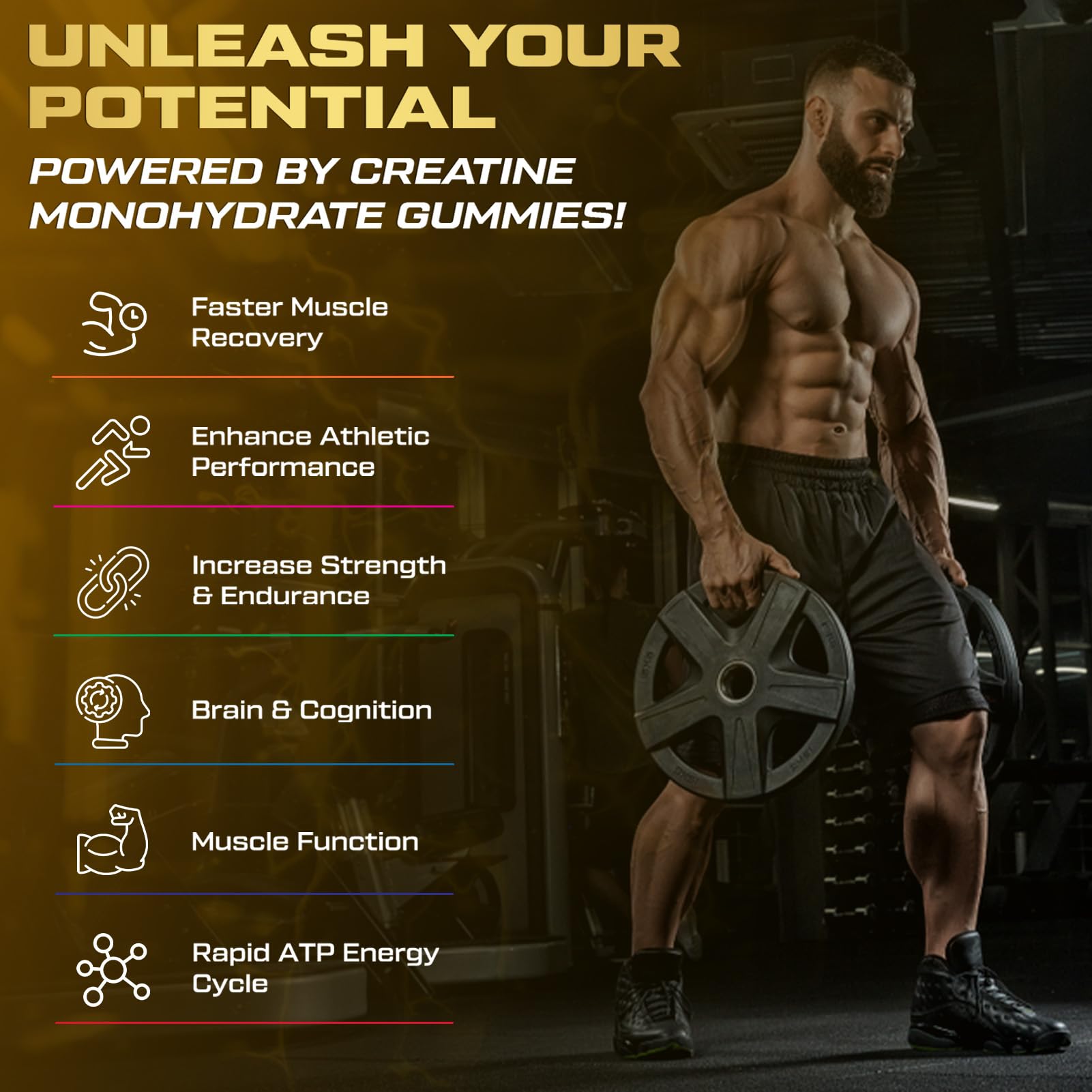 ZyterX Creatine Monohydrate Gummies for Men & Women, 9000MG Creatine Gummies Sugar Free with L-Taurine, BCAA 2:1, B12 B6 for Boost Strength, Focus & Endurance, - PrimeBioHealth - canada supplements