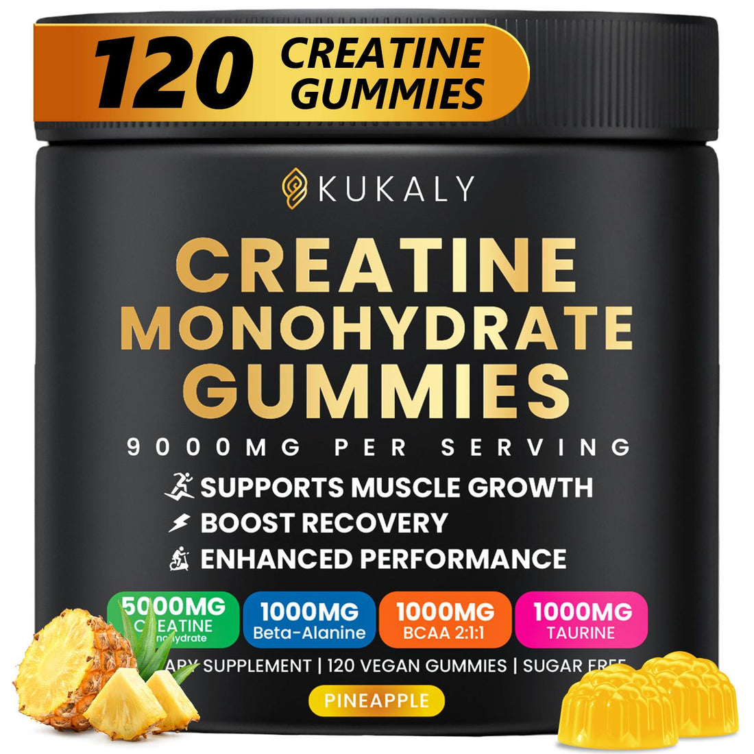 ZyterX Creatine Monohydrate Gummies for Men & Women, 9000MG Creatine Gummies Sugar Free with L-Taurine, BCAA 2:1, B12 B6 for Boost Strength, Focus & Endurance, - PrimeBioHealth - canada supplements