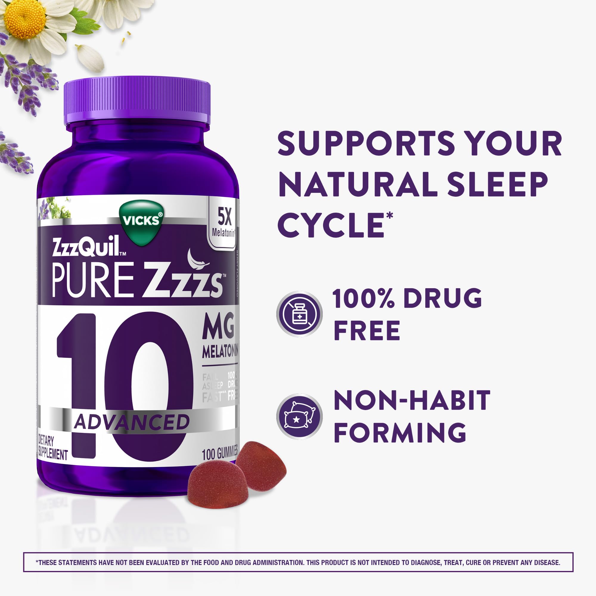 ZzzQuil Pure Zzzs Advanced Melatonin Gummies, Melatonin 10mg, Sleep Aid, with Chamomile & Lavender, Melatonin Sleep Gummies, Sleep Aids for Adults - PrimeBioHealth - canada supplements